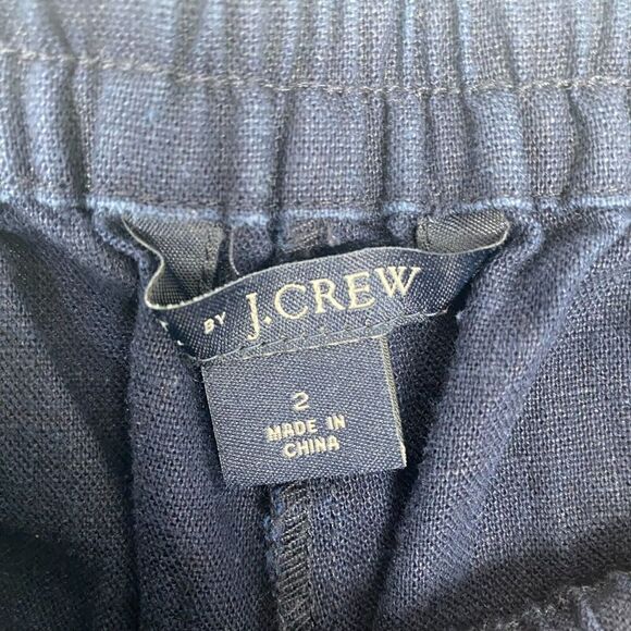 J.Crew Linen-Cotton Blend Navy Blue Drawstring Casual Pull On Pants Size 2 - Picture 9 of 16
